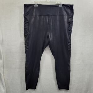 Simply Vera Vera Wang Women' Crop Black Leggings Side Pockets Size 2X 52624-0802